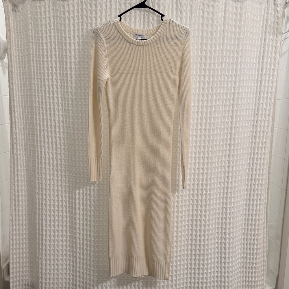 Calvin Klein Jeans Cream Long Sleeve Dress